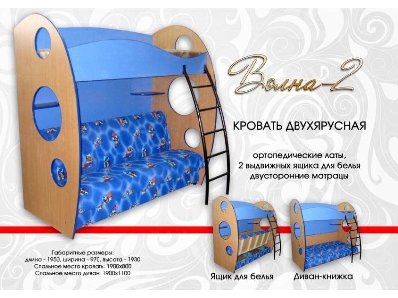 кровать двухъярусная волна 2 в Краснодаре