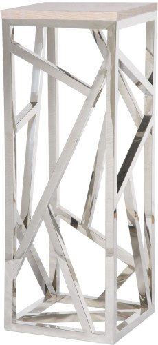 консоль geometric высокая 40x40x110 хром, белая столешница в Краснодаре