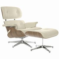 кресло eames style lounge chair & ottoman кремовое в Краснодаре