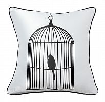 подушка с птичкой в клетке birdie in a cage white в Краснодаре