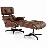 кресло eames style lounge chair & ottoman premium коричневое в Краснодаре