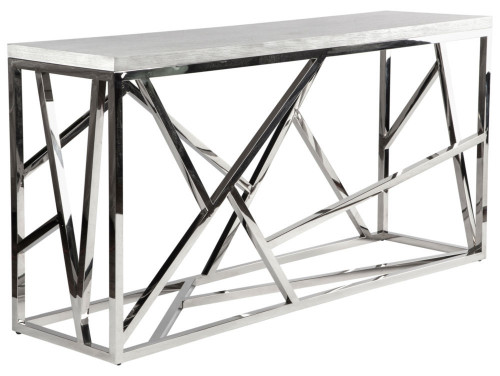 консоль geometric 180x50x90 хром, белая столешница в Краснодаре