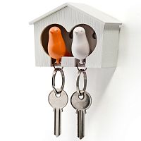 держатель+брелок для ключей двойной sparrow белый-оранж в Краснодаре