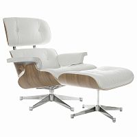 кресло eames style lounge chair & ottoman белое в Краснодаре