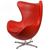 кресло arne jacobsen style egg chair кожа красное в Краснодаре