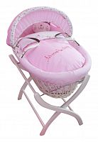колыбель-переноска gift wicker moses basket белая, розовое белье в Краснодаре