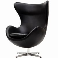 кресло с подлокотниками arne jacobsen style egg chair черное в Краснодаре