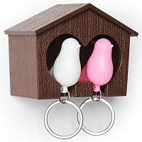 держатель+брелок для ключей двойной sparrow коричневый-белый-розовый в Краснодаре