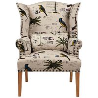 кресло мягкое с ушами quinn tufted armchair бежевое с рисунком в Краснодаре