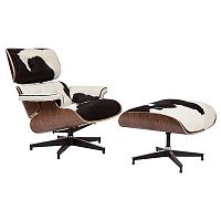 кресло lounge chair & ottoman черно-белое в Краснодаре